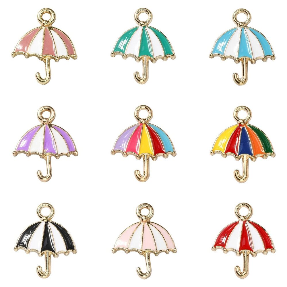 5101 45 pcs 9 Colors Rainbow Umbrella Charms Rainy Weather Umbrella Charms